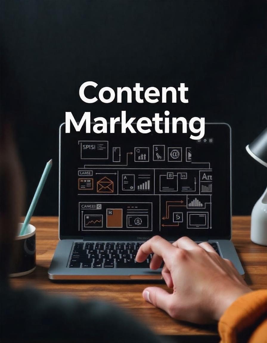 Analytics are displayed on the lapton for content marketing